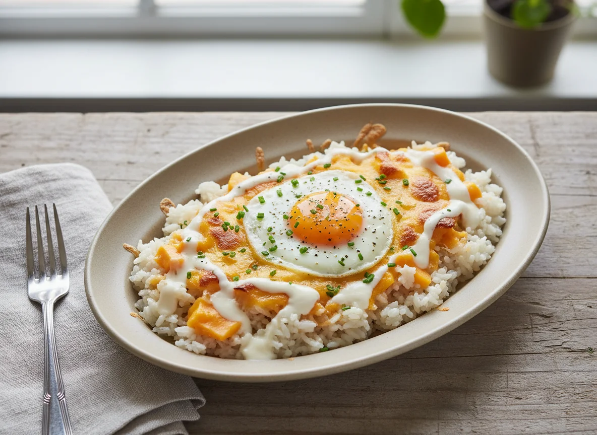 Baked Rice with Egg and Cheese photo