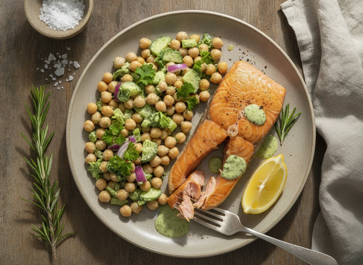Baked Salmon with Chickpea Salad photo