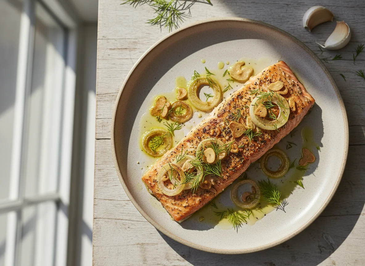 Baked Salmon with Dill and Garlic photo