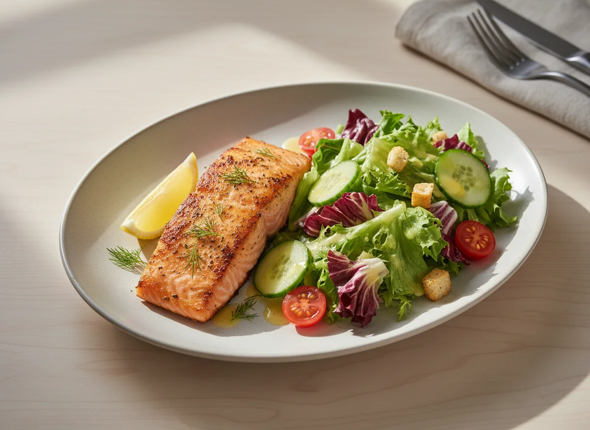 Baked Salmon with Side Salad photo