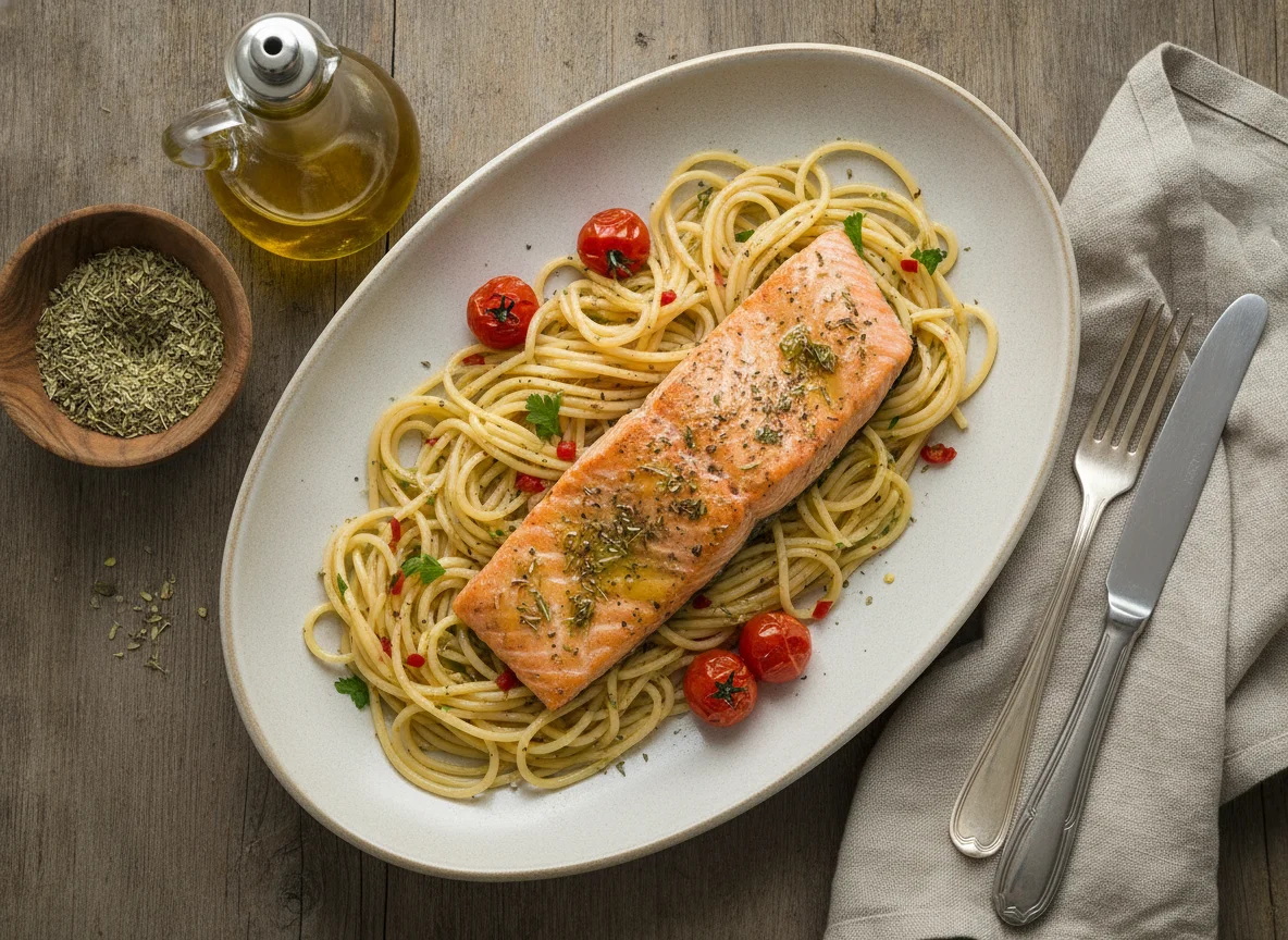Baked Salmon with Spaghetti photo
