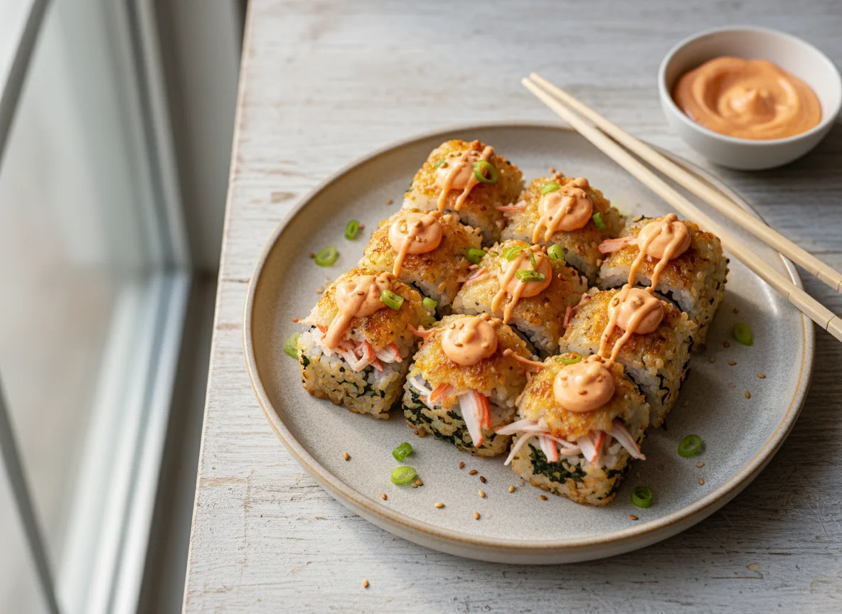 Baked Sushi Rolls with Spicy Mayo photo