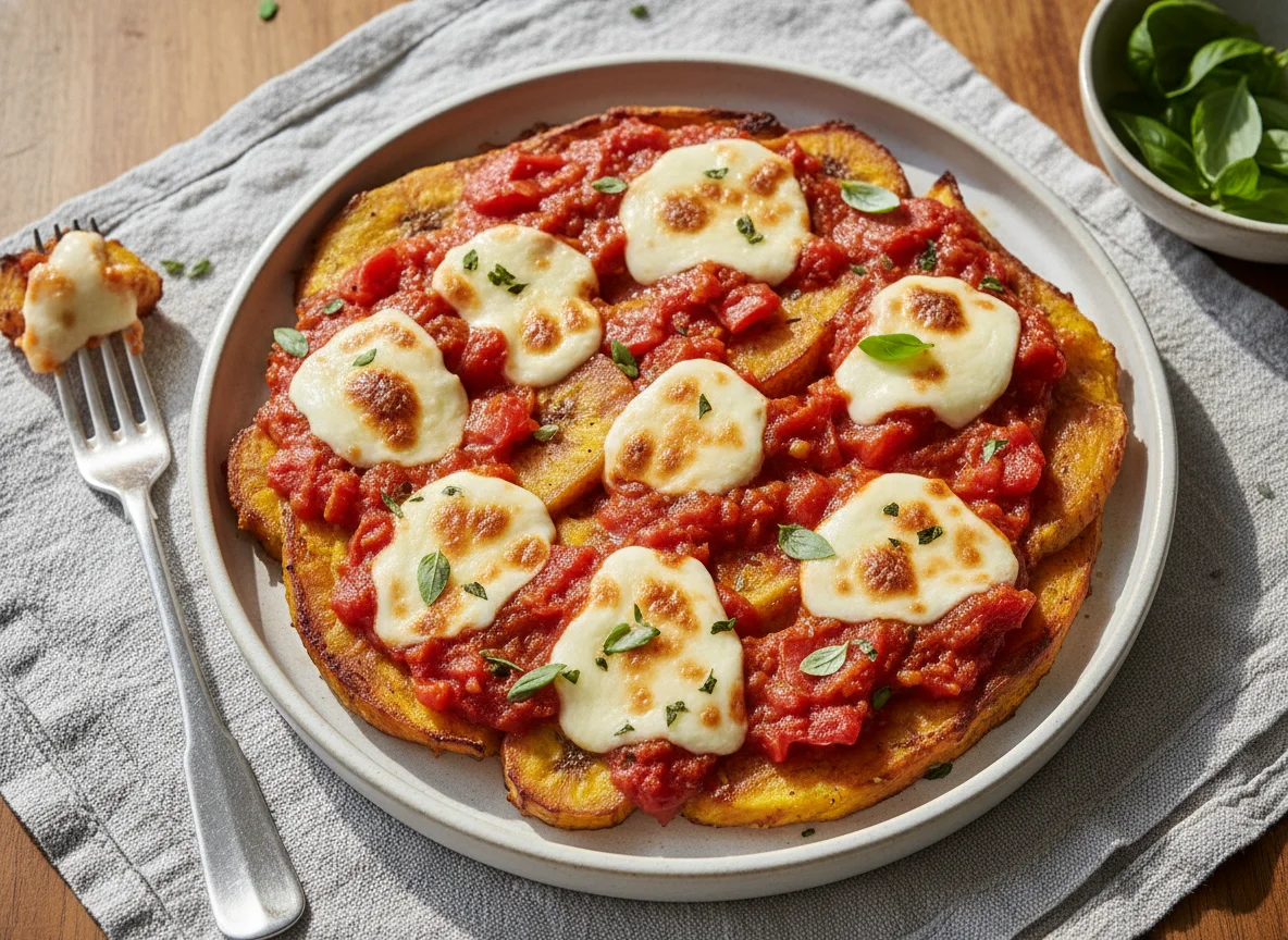 Baked Sweet Plantain with Cheese and Tomato Sauce photo