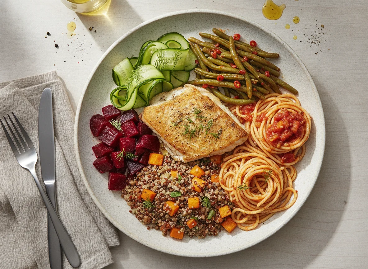 Baked Tilapia with Mixed Vegetables and Grains photo