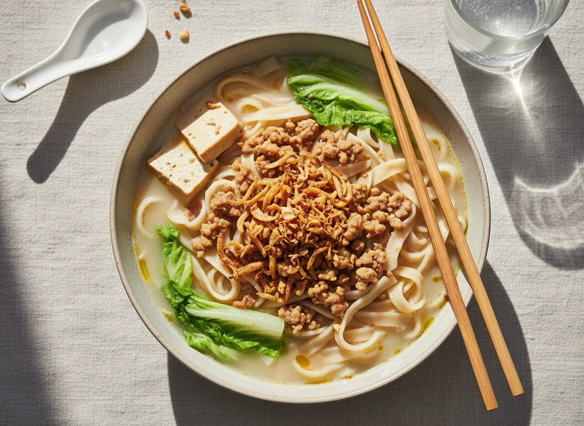 Ban Mian Soup with Anchovies and Minced Pork photo