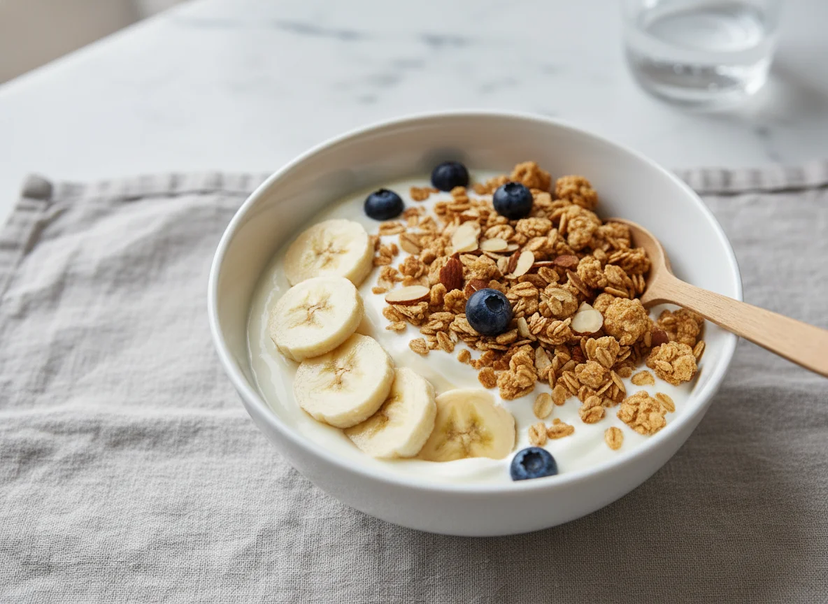 Banana and Cereal with Yogurt photo