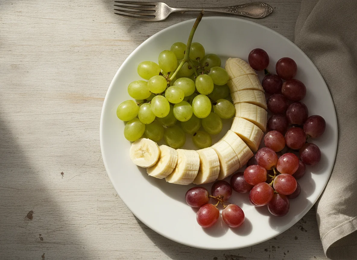 Banana and grapes photo