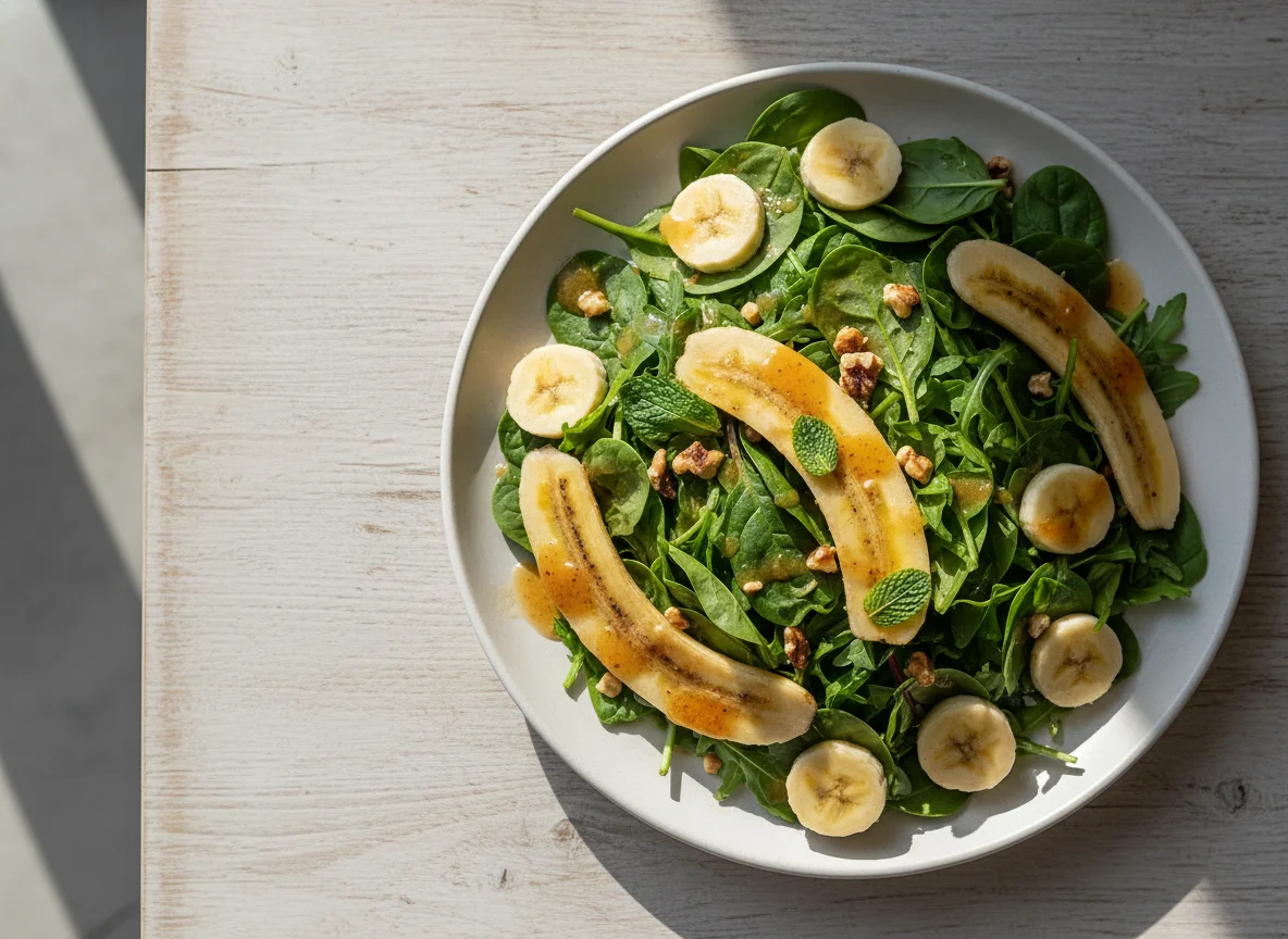 Banana and Mixed Greens Salad with Vinaigrette photo