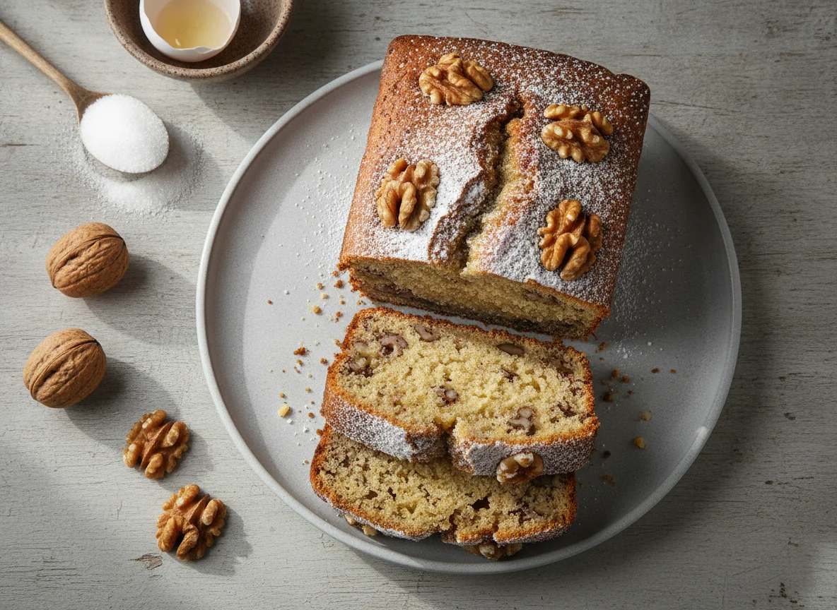 Banana bread with walnuts photo