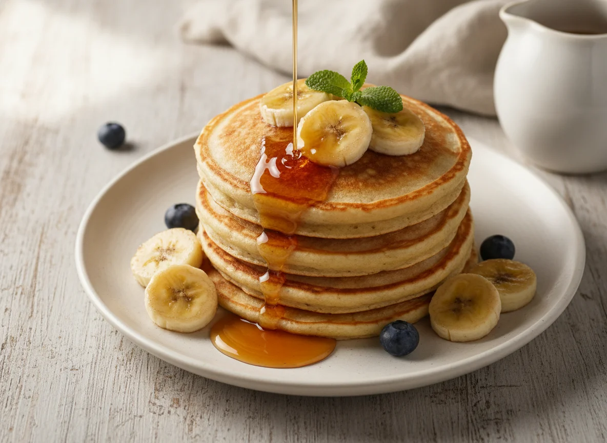 Banana Pancakes with Syrup photo