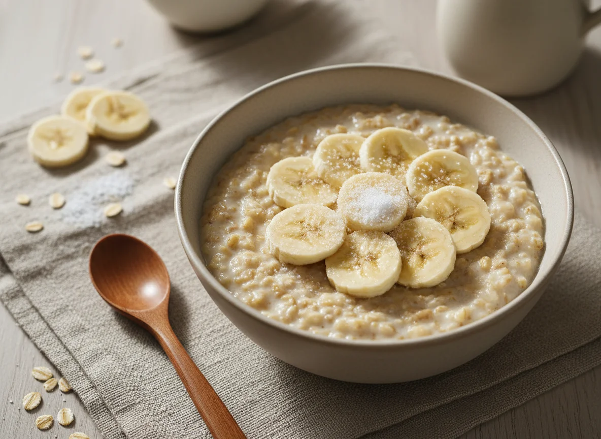 Banana Porridge with Milk and Sugar photo