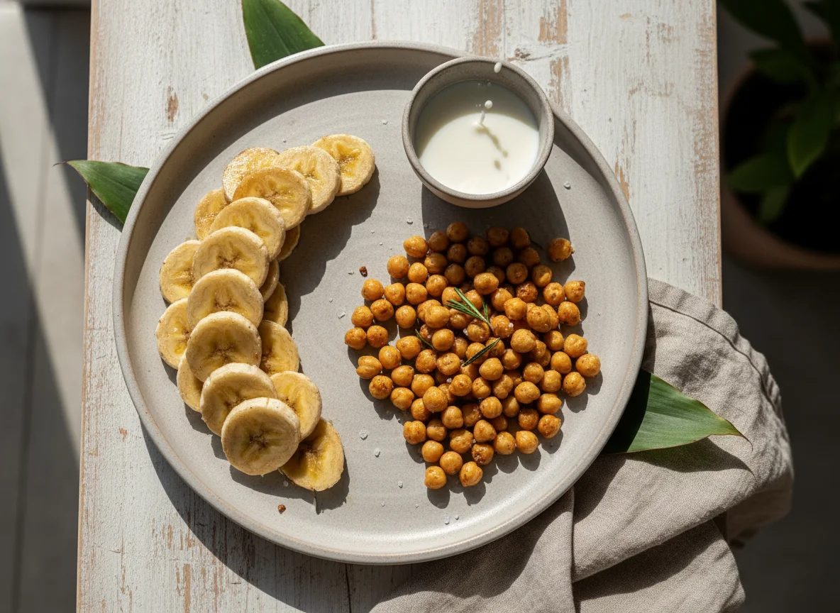 Bananas, Roasted Chickpeas, and Milk photo