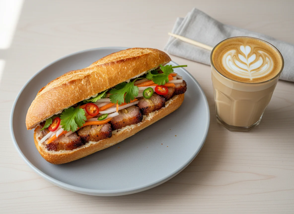 Banh Mi and Latte photo