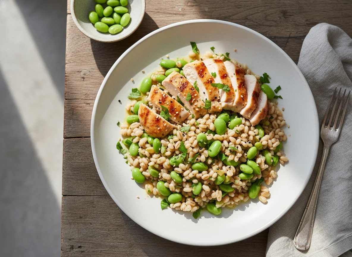 Barley and Edamame with Chicken photo