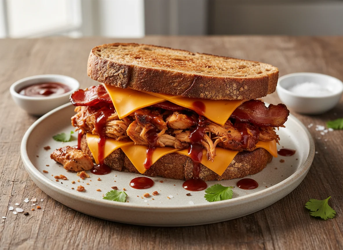 BBQ Chicken, Smoked Bacon & Cheddar Sandwich photo