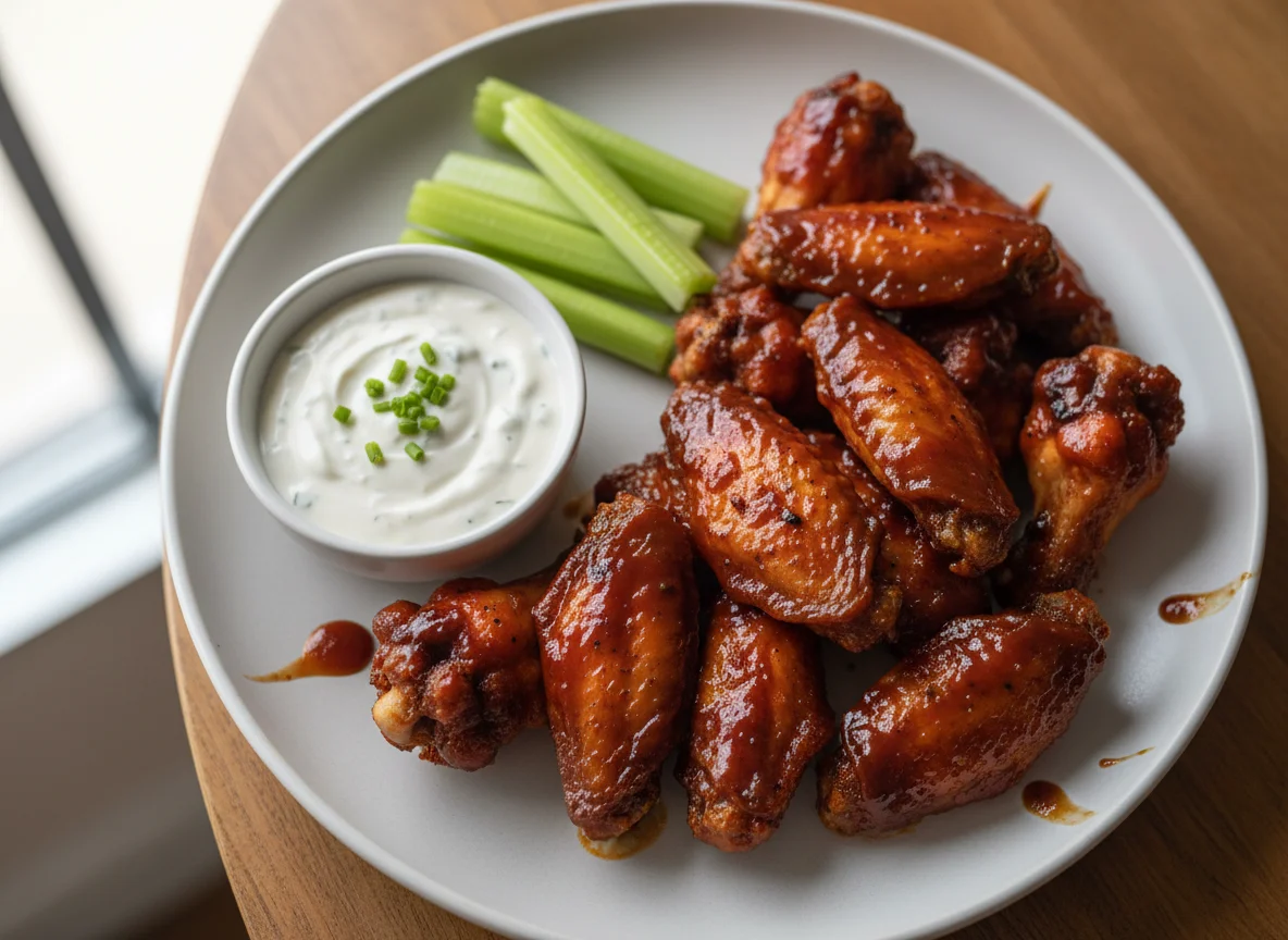 BBQ Chicken Wings with Ranch and Celery photo