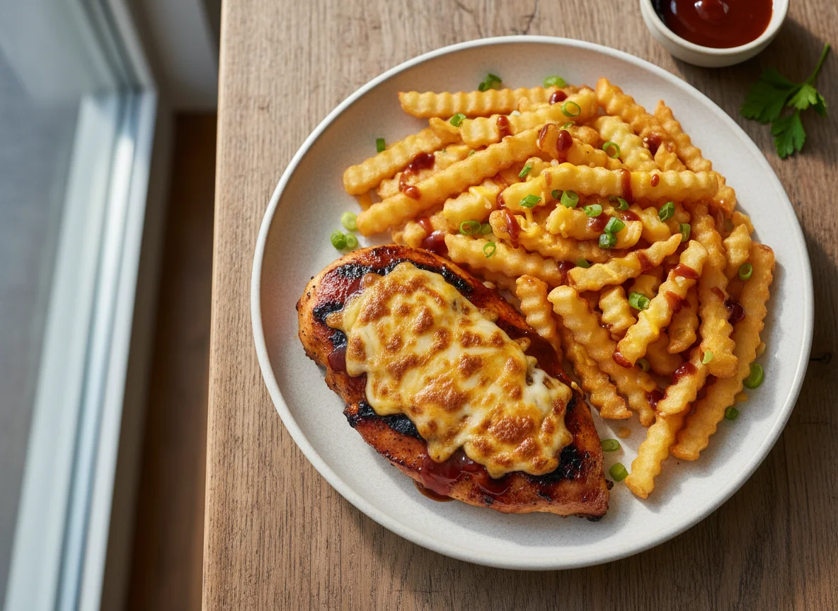 BBQ Chicken with Cheese and Fries photo