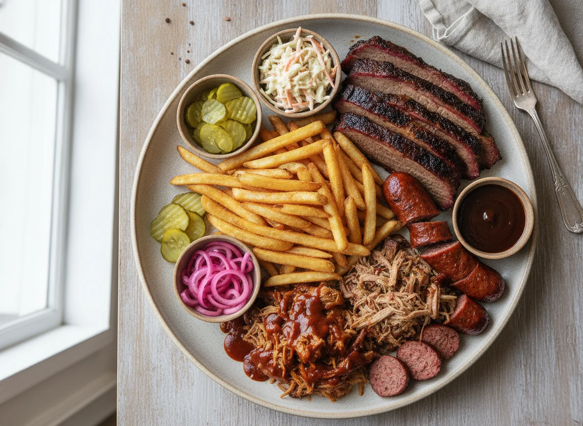 BBQ Meat Platter with Chips and Sides photo