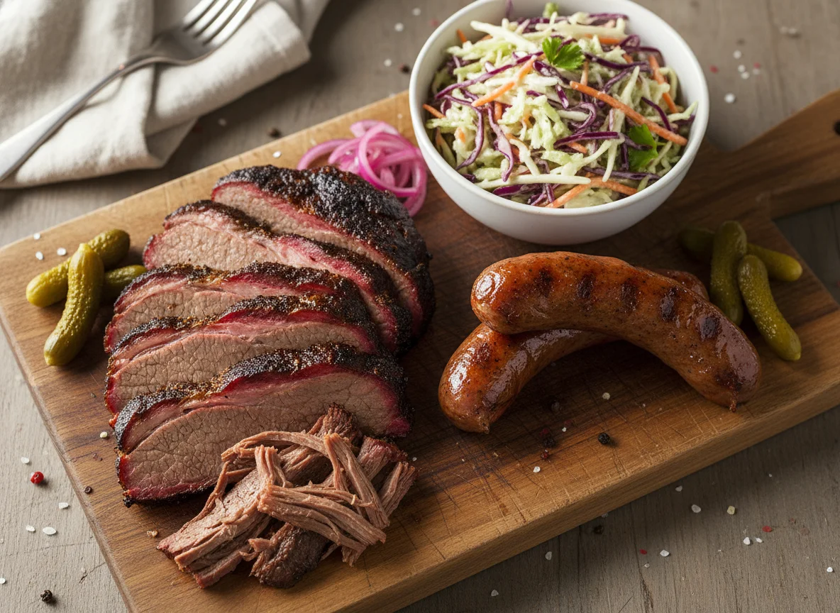 BBQ Platter with Brisket and Sausage photo