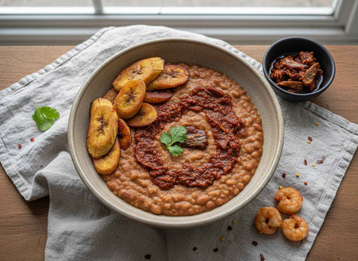 Bean Porridge with Fried Plantain photo