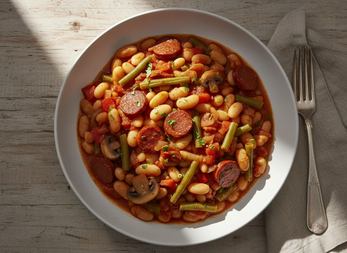 Bean Stew with Chorizo and Mushrooms photo