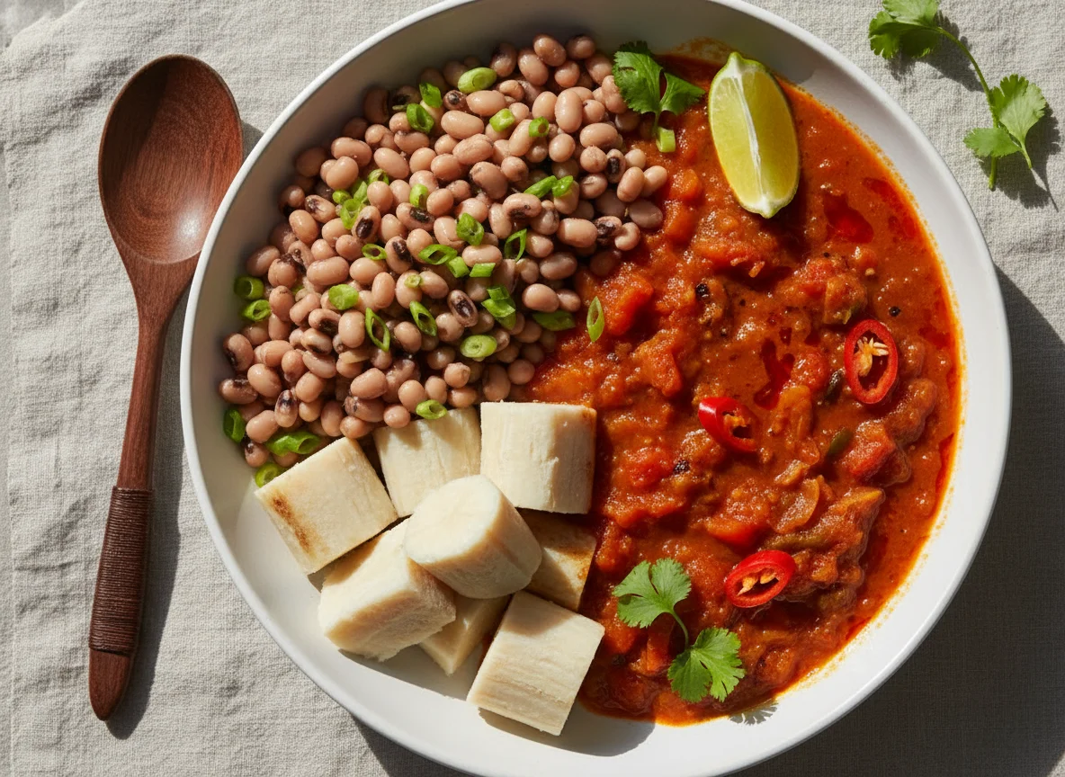 Beans and Yam with Stew photo