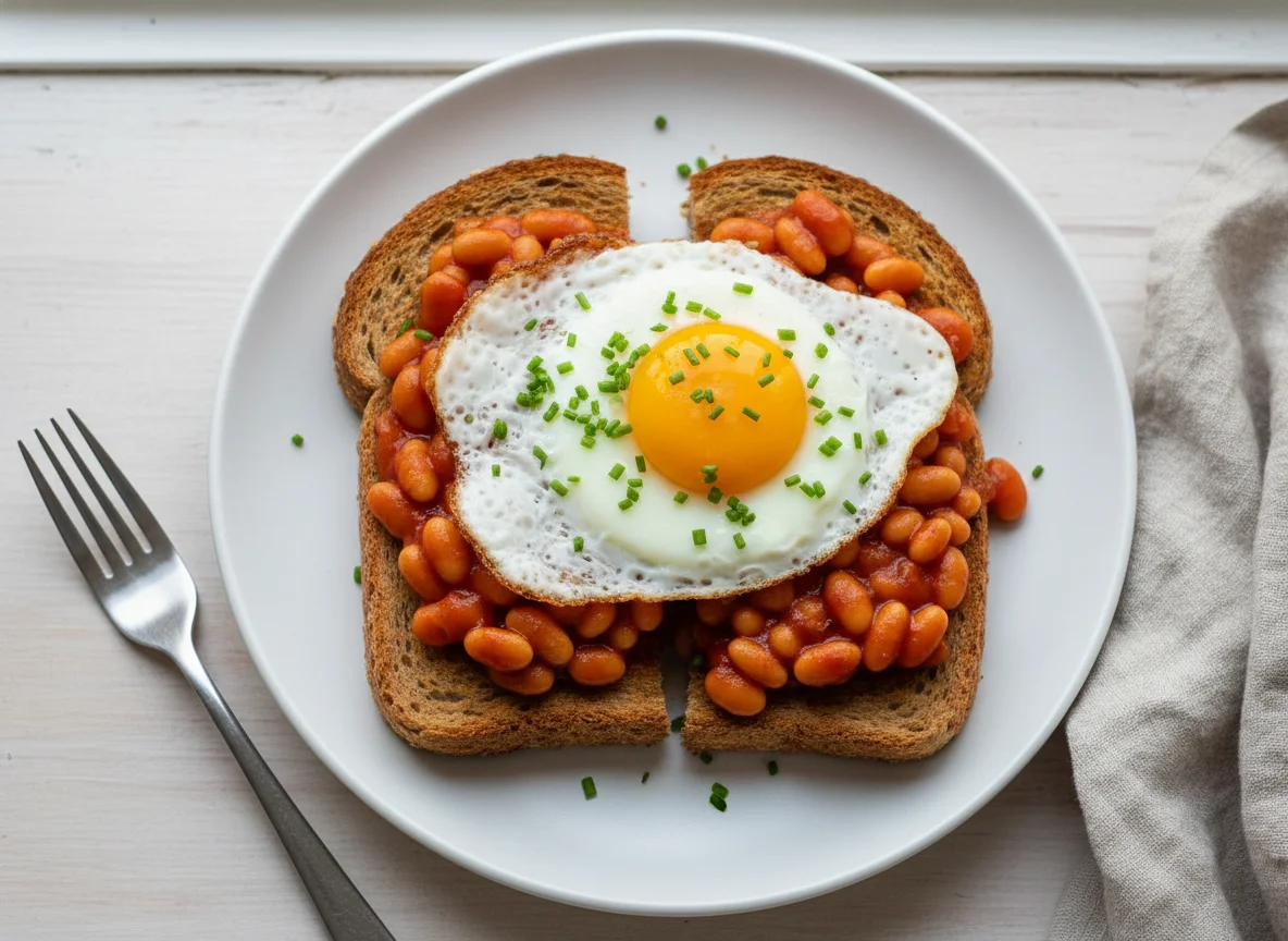 Beans on Toast with Fried Egg photo