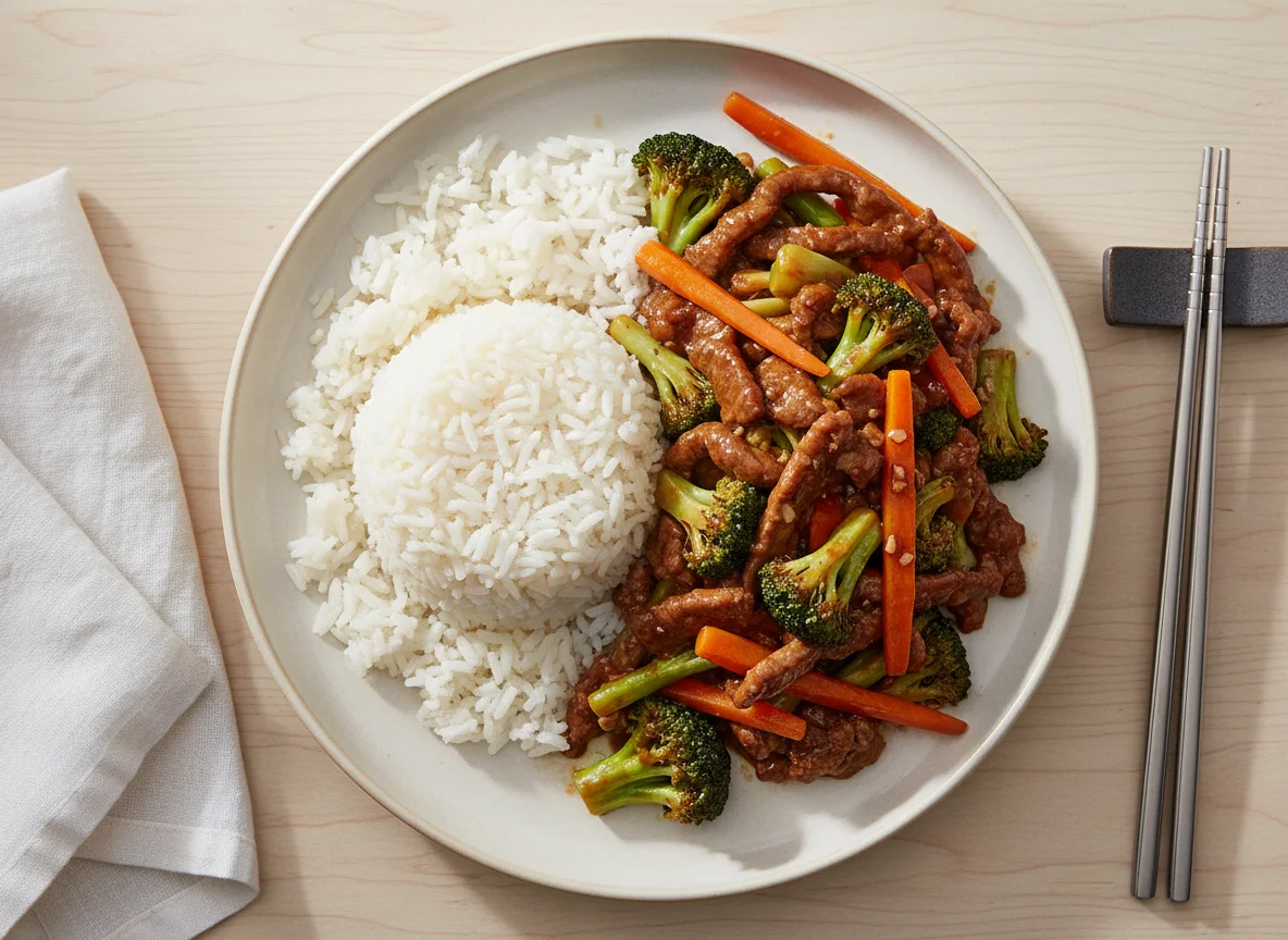Beef and Broccoli Stir-fry with Rice photo