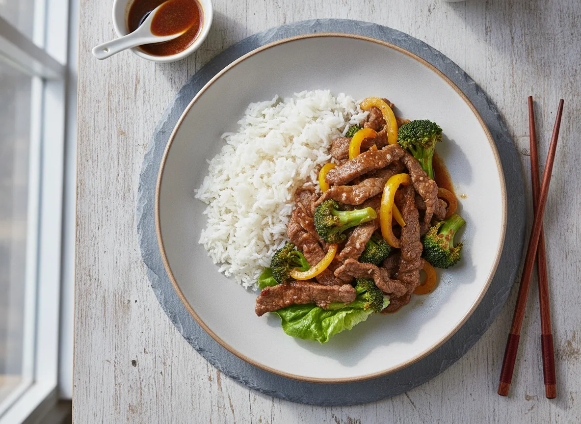 Beef and Broccoli Stir-fry with Yellow Peppers photo