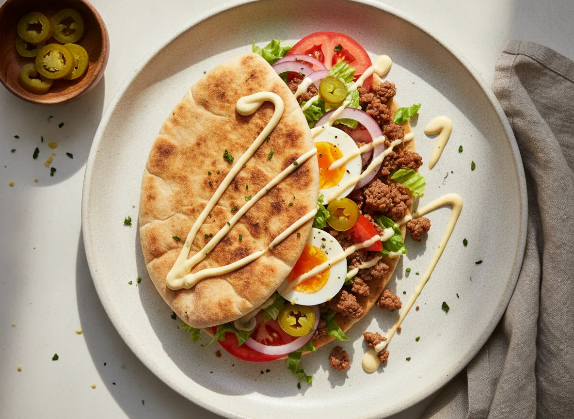 Beef and Egg Pita Wrap photo
