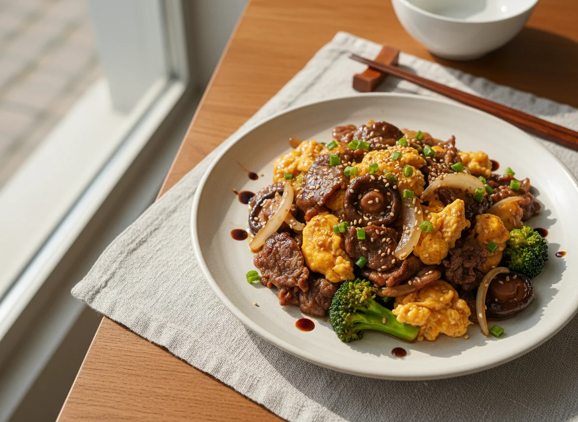 Beef and Egg Stir-fry with Vegetables photo