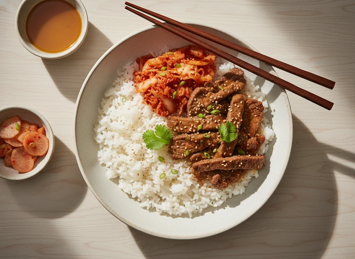 Beef and Kimchi Rice Bowl photo