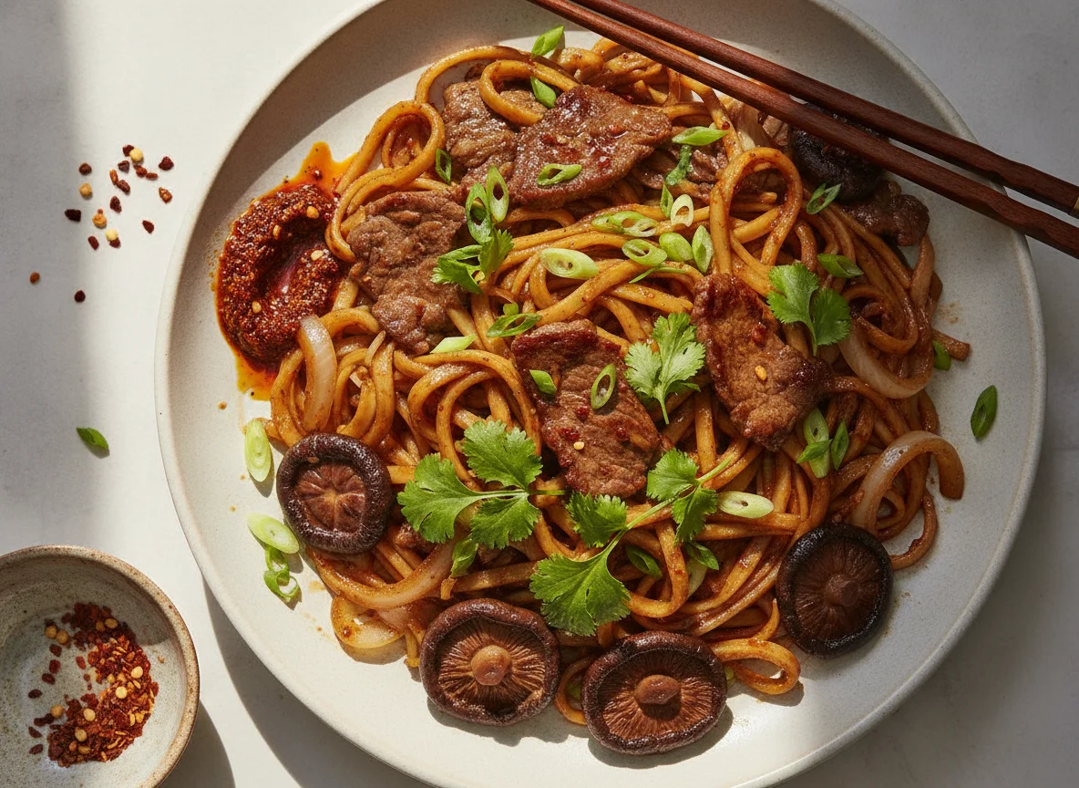 Beef and Mushroom Stir-fry Noodles photo