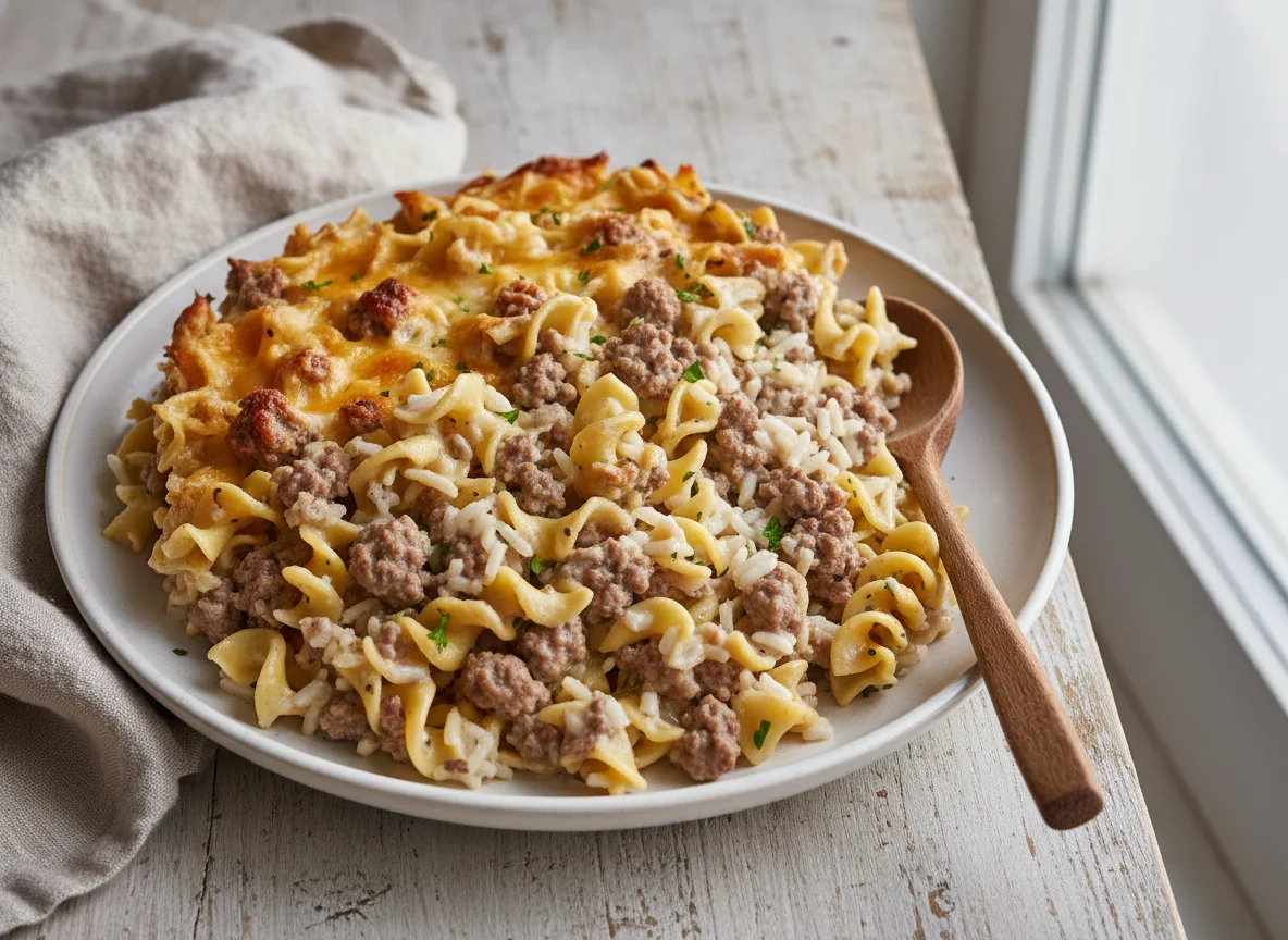 Beef and Noodle Casserole with Rice photo