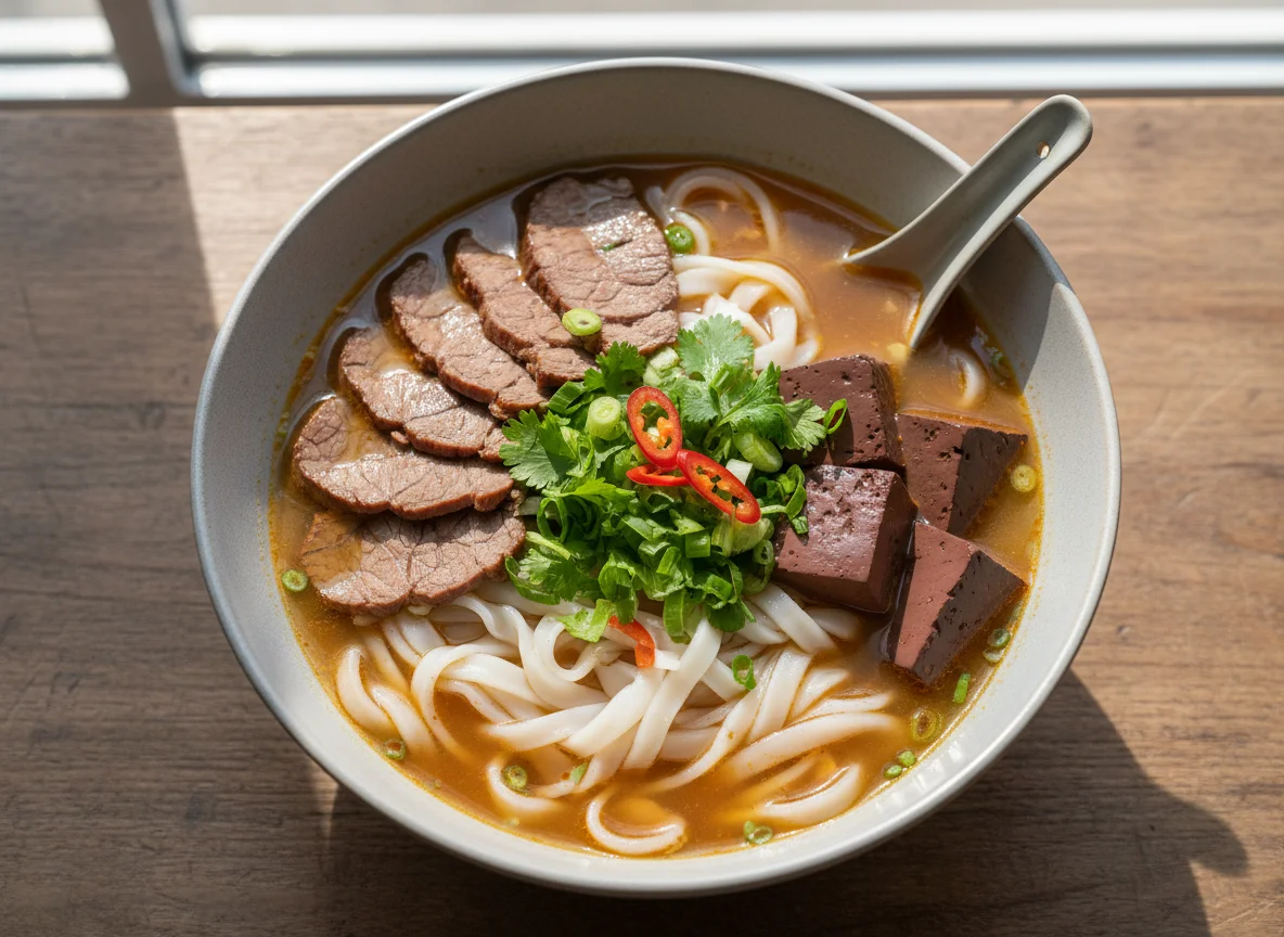 Beef and Pork Blood Curd Noodles photo
