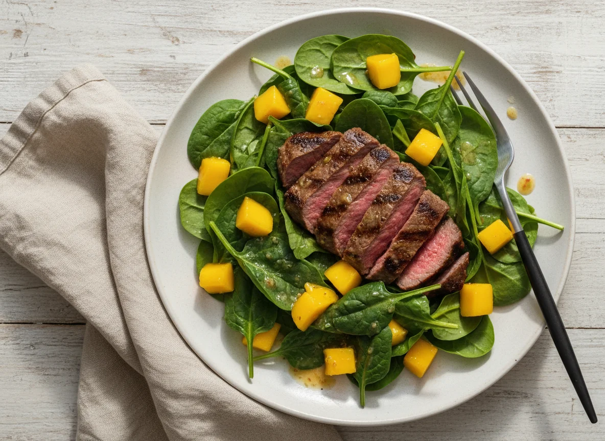 Beef and Spinach Salad with Mango photo