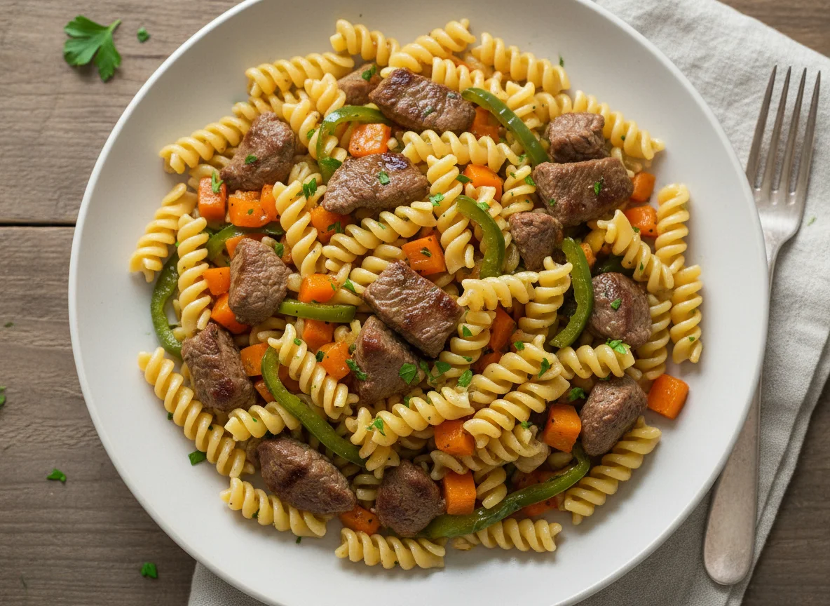 Beef and Vegetable Fusilli Pasta photo