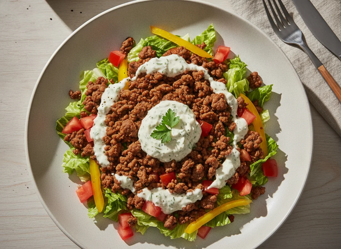 Beef and Vegetable Salad with Creamy Dressing photo