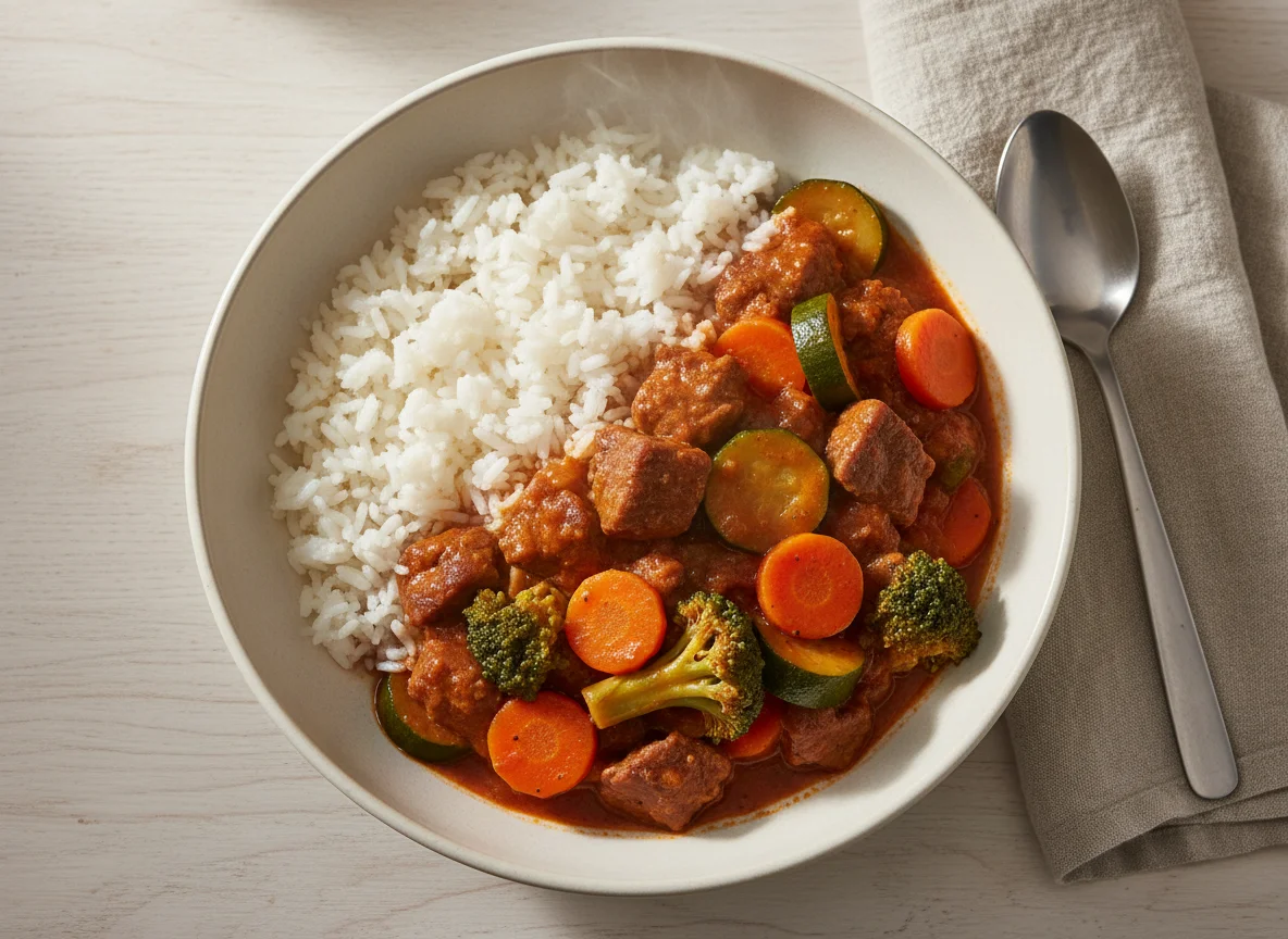 Beef and Vegetable Stew with Rice photo