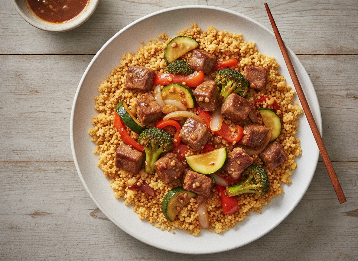 Beef and Vegetable Stir-fry with Couscous photo