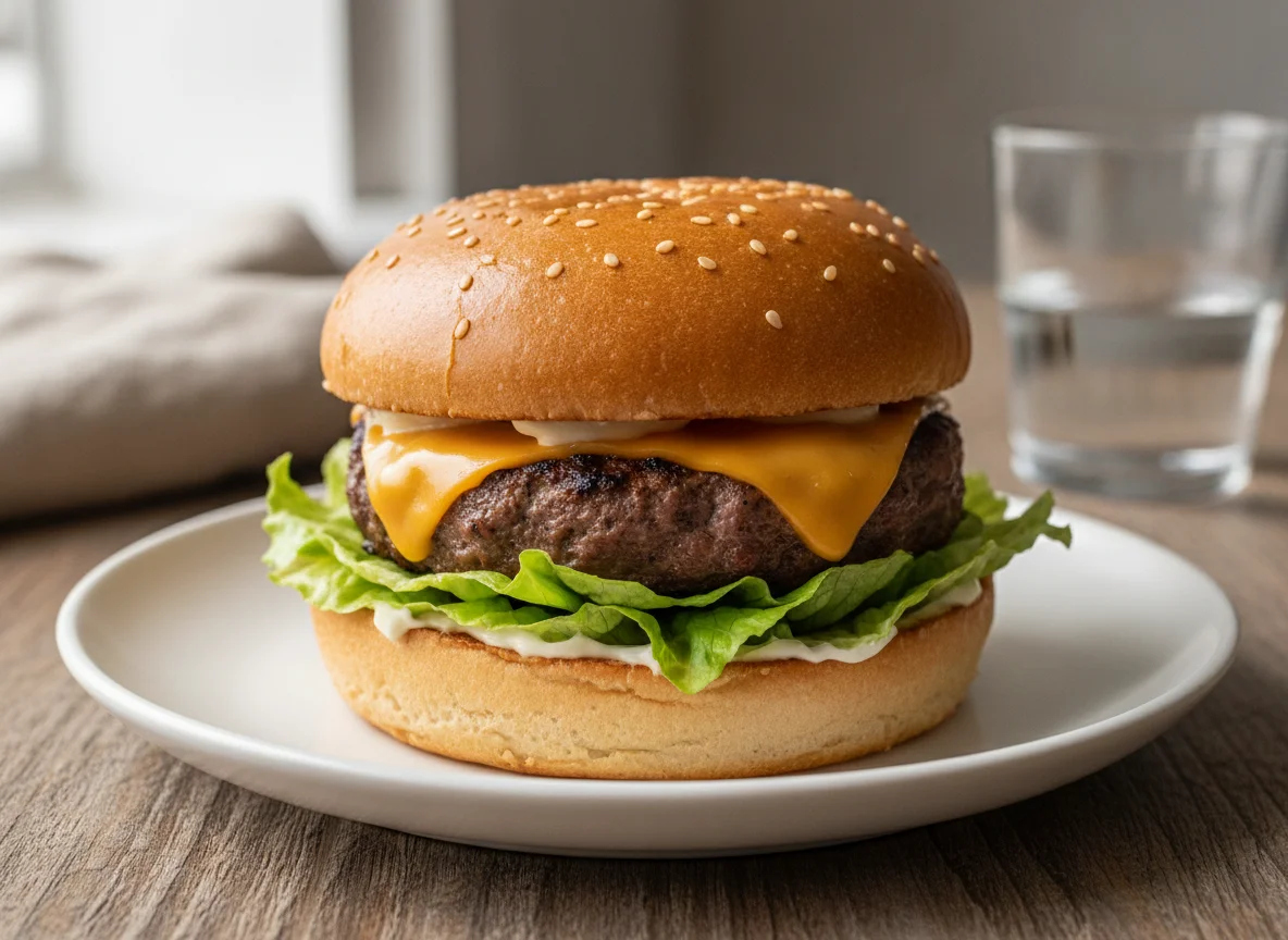 Beef Burger with Cheese and Lettuce photo