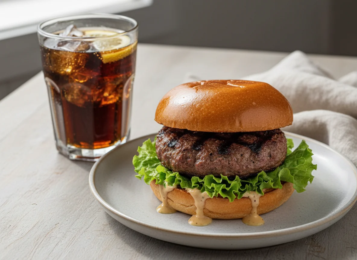 Beef Burger with Cola photo