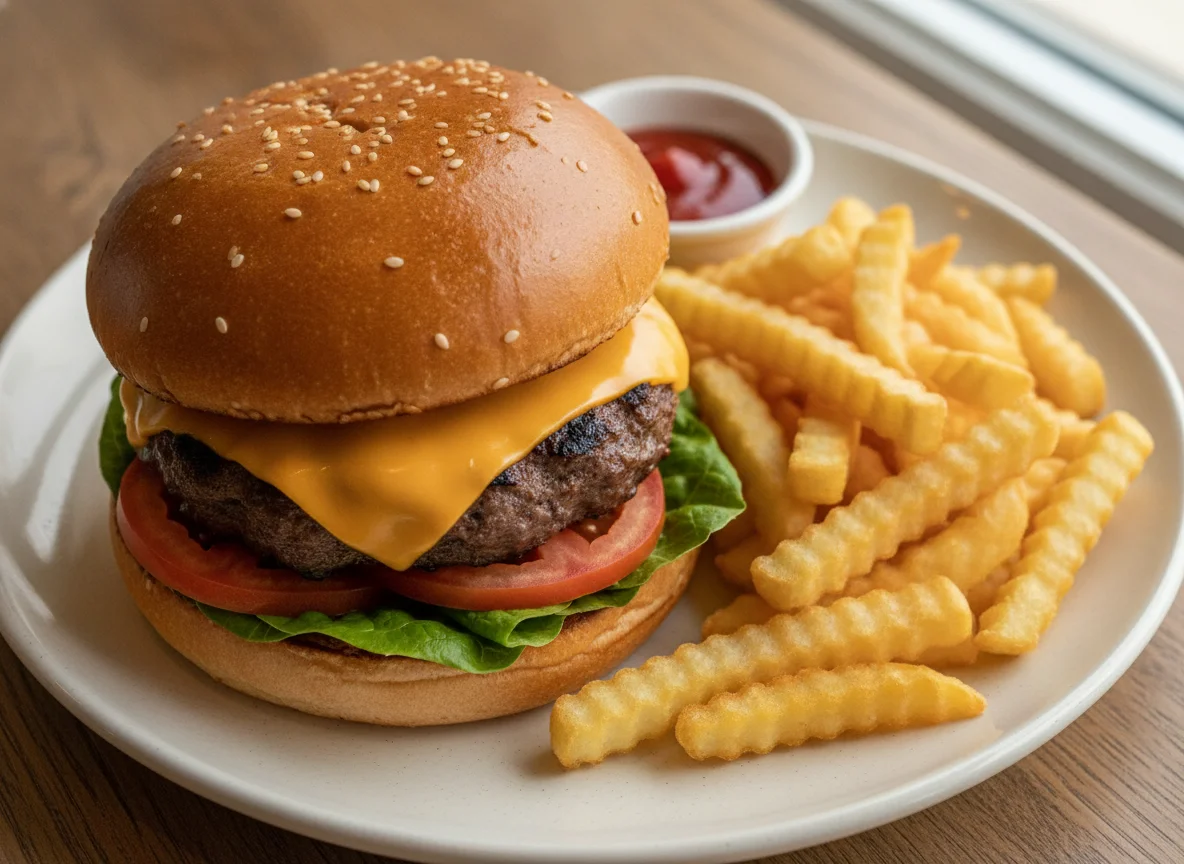 Beef Burger with Fries photo