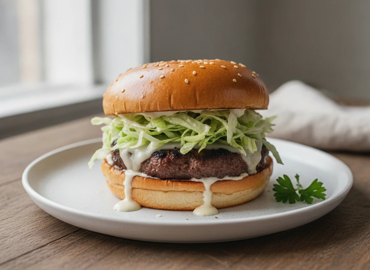 Beef Burger with Lettuce photo