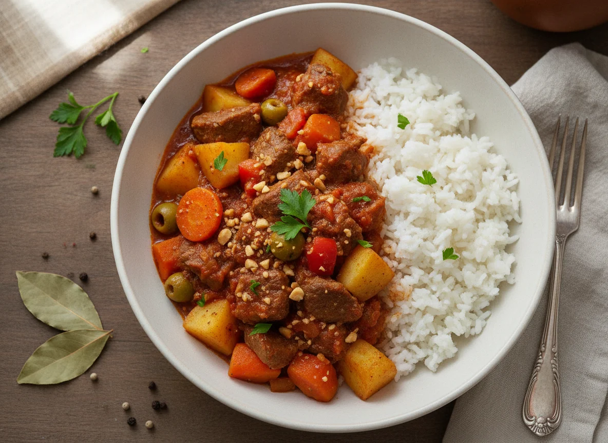 Beef Caldereta with White Rice photo