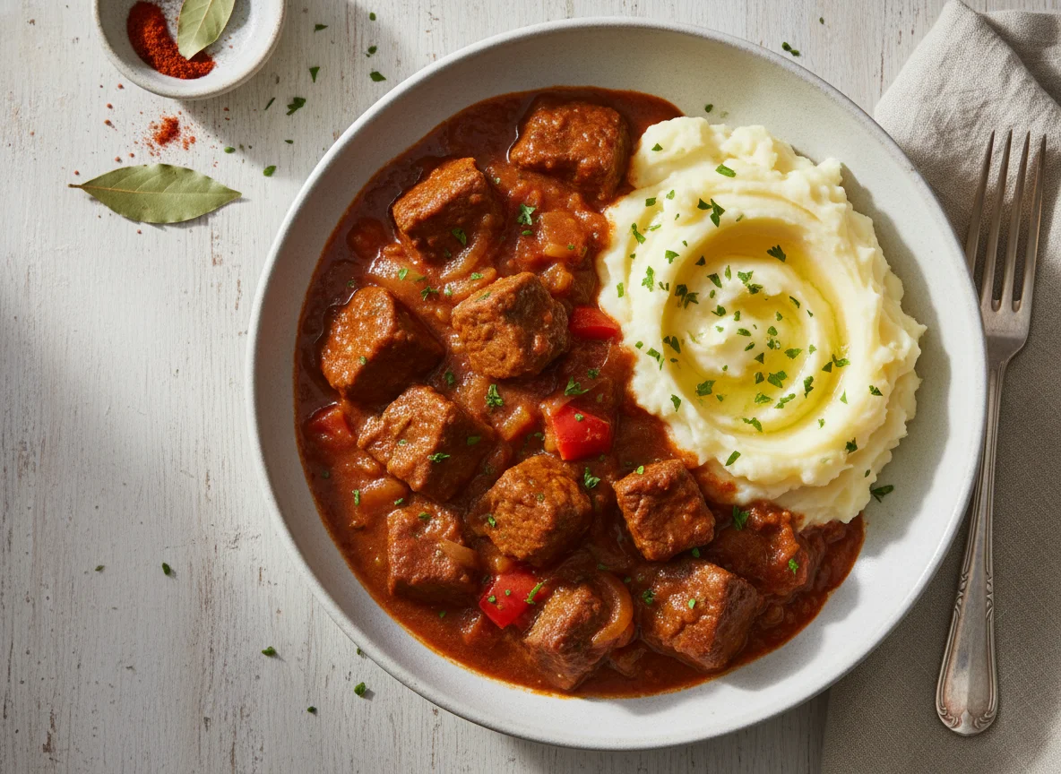Beef Goulash with Mashed Potatoes photo