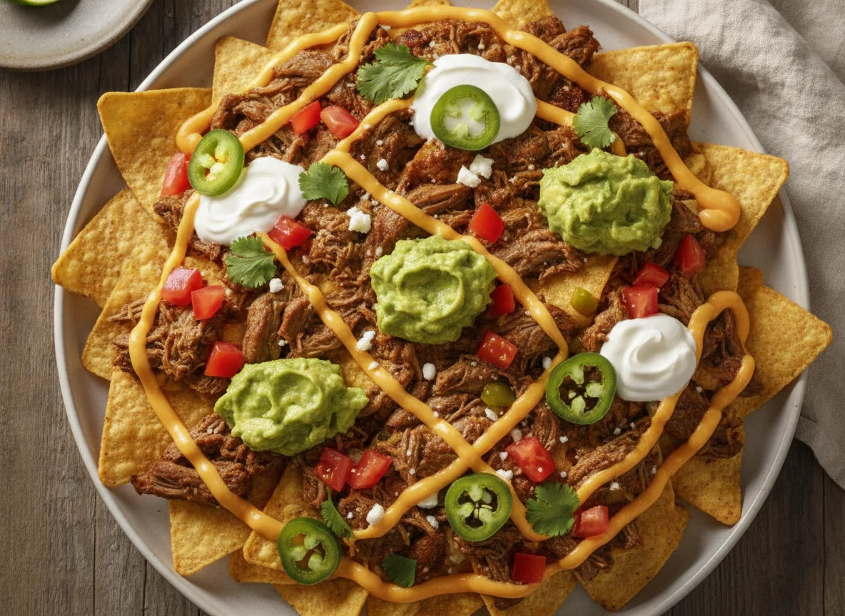 Beef Nachos with Guacamole and Jalapeños photo