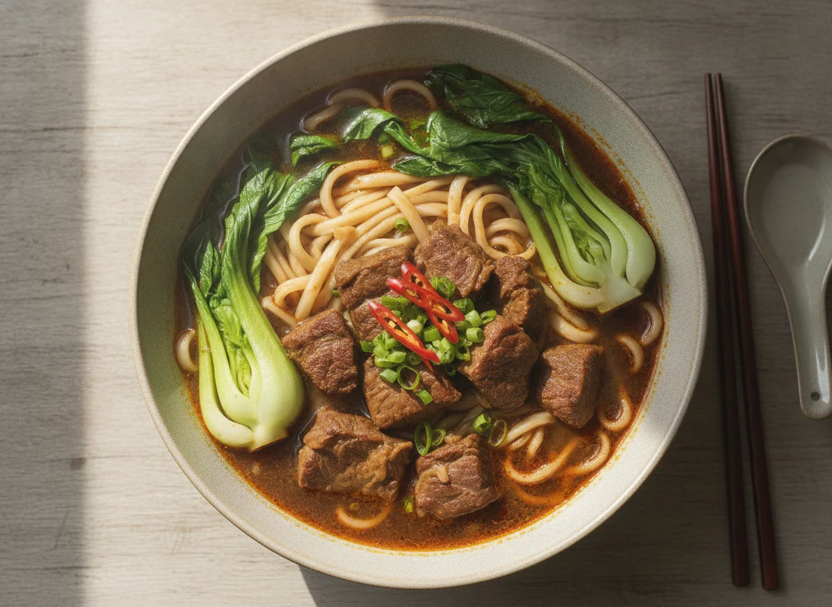 Beef Noodle Soup with Bok Choy photo