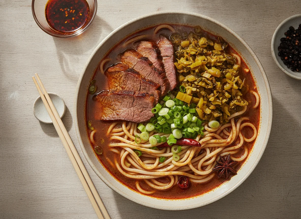 Beef Noodles with Pickled Vegetables photo