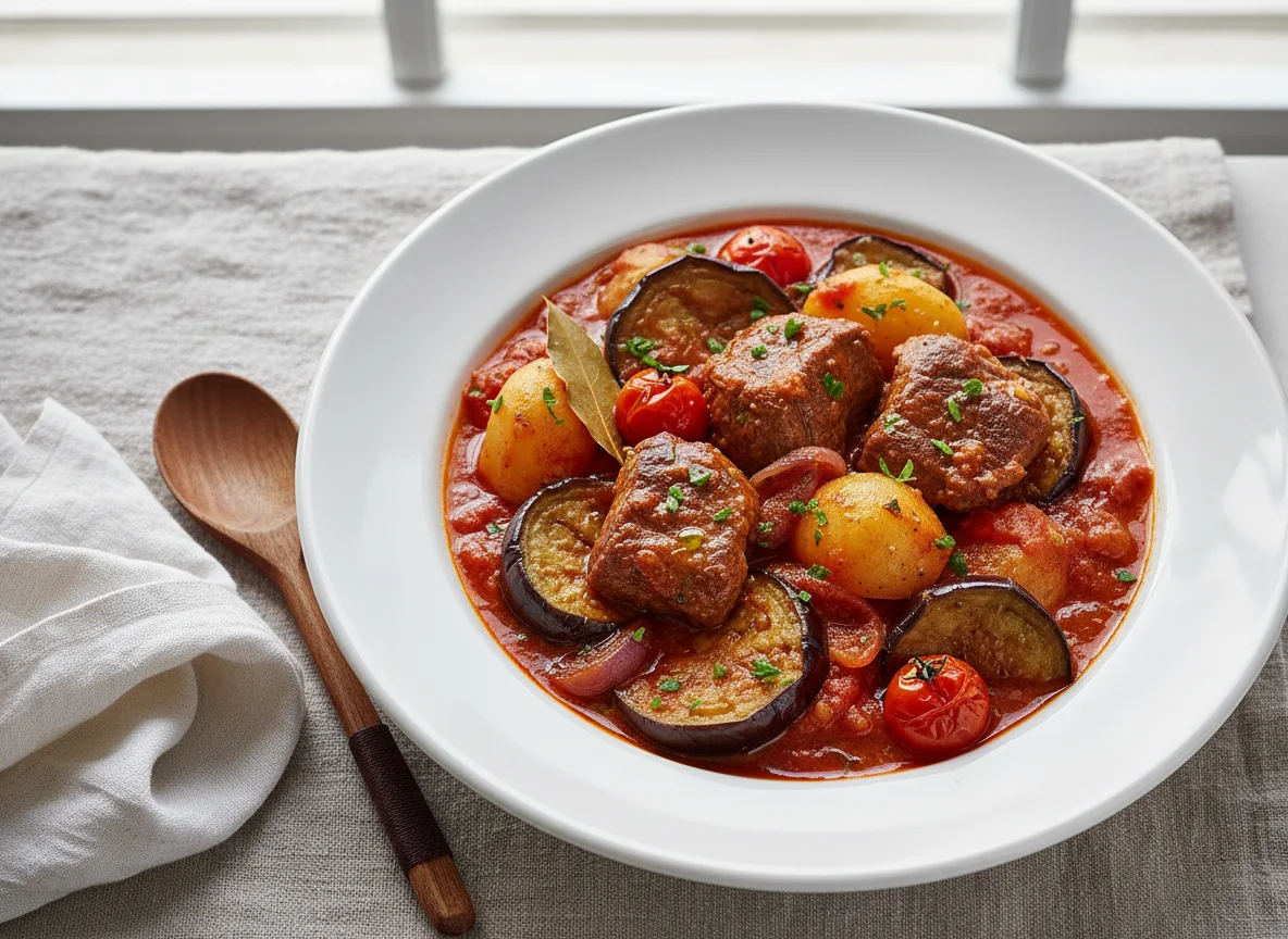 Beef or Lamb Stew with Eggplant and Potatoes photo